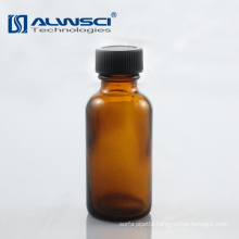 Wholesale moulded amber glass round bottle with PP cap